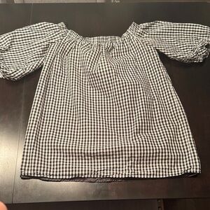 Soprano Black and White Checkered Off-Shoulder Top